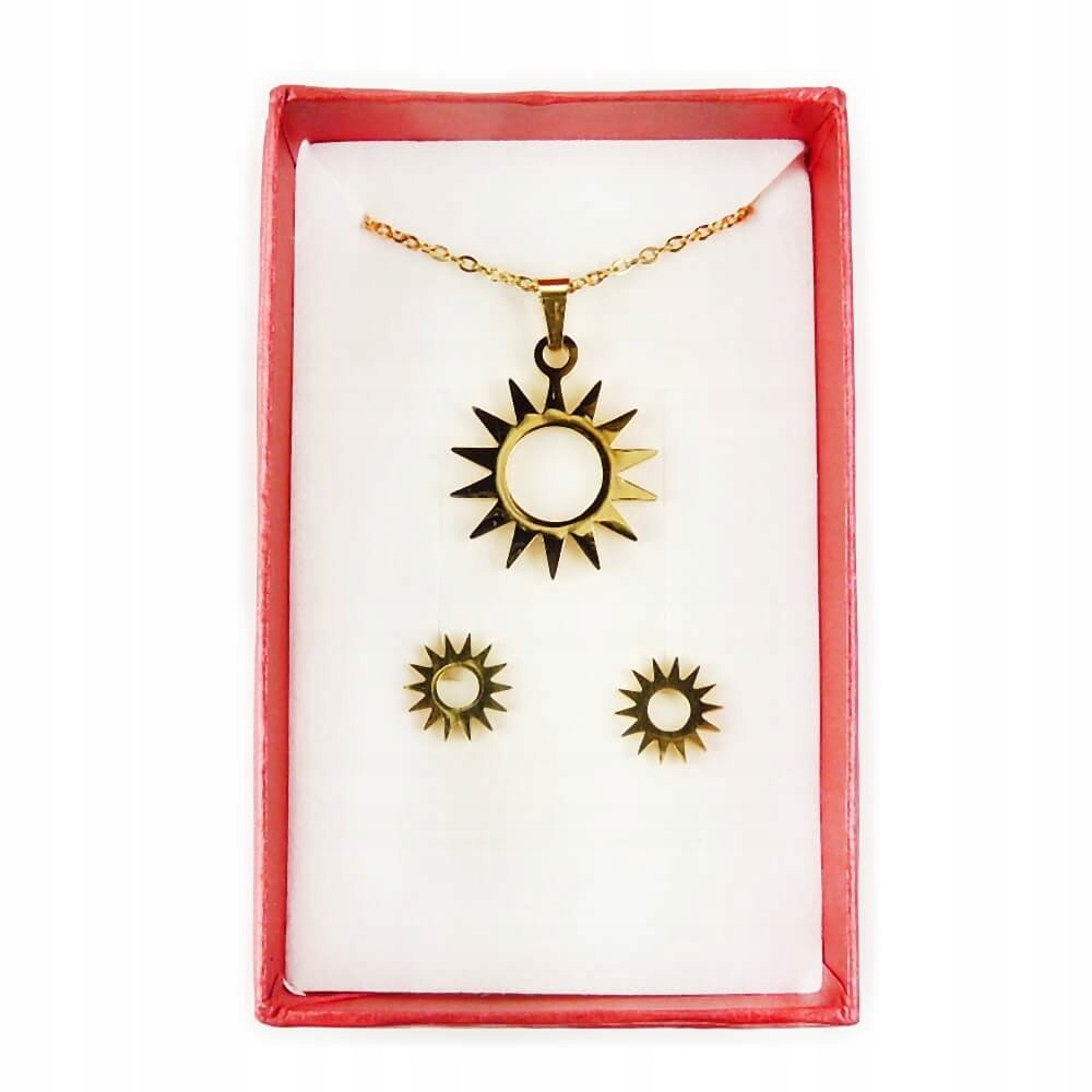 Komplet biżuterii złote słońce pudełko prezentowe