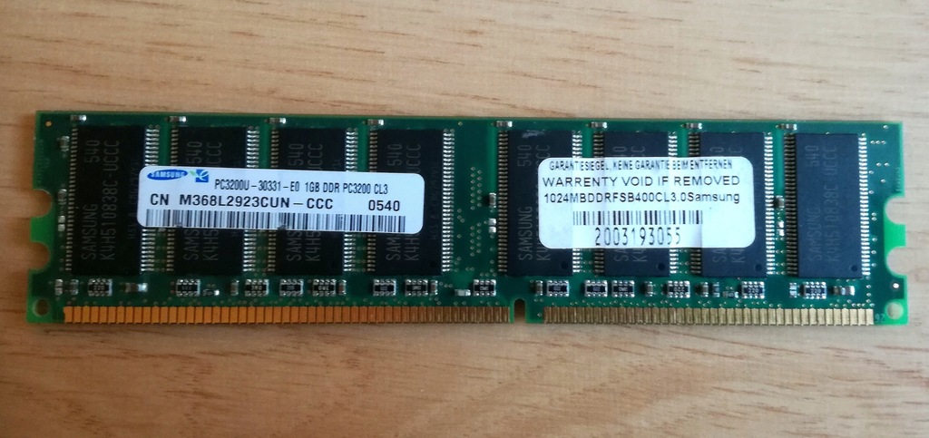 Pamięć SAMSUNG 1GB DDR PC3200 400MHz