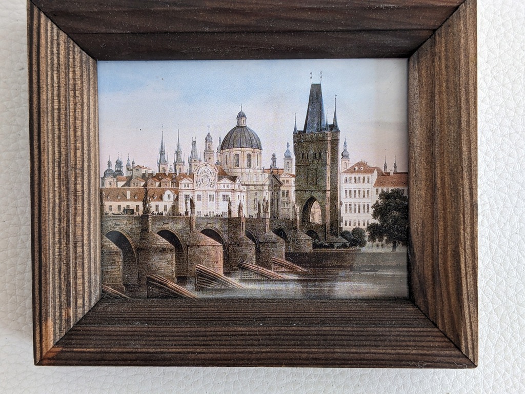 Obrazek grafika Most Karola w Pradze w drewnianej ramce z szybką