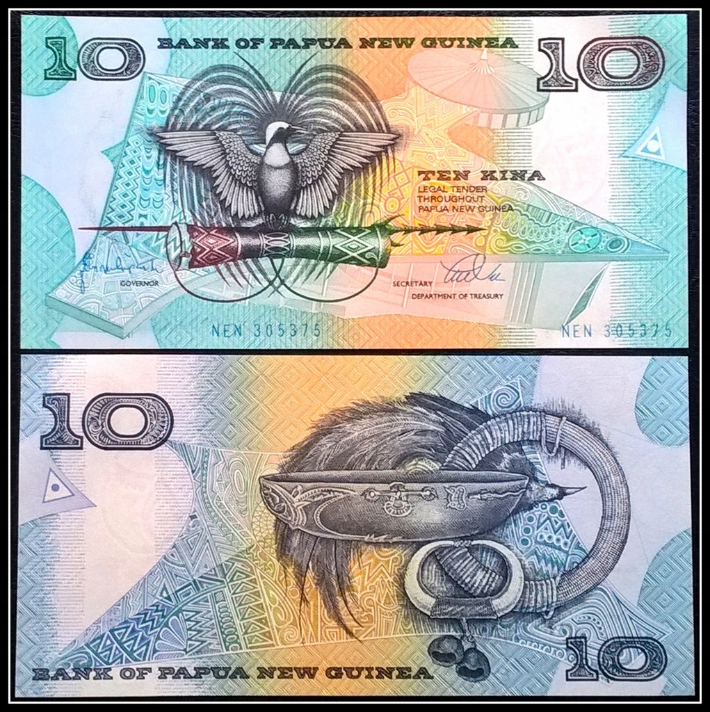 Banknot Papua Nowa Gwinea 10 Kina 1988r. UNC