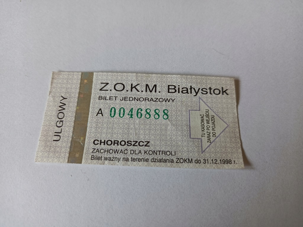BILET ZOKM BIAŁYSTOK - CHOROSZCZ