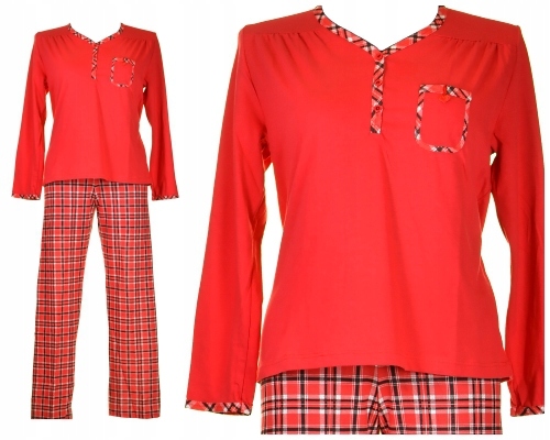 46 Cybele Naturana piżama czerwona-krata 81501 06
