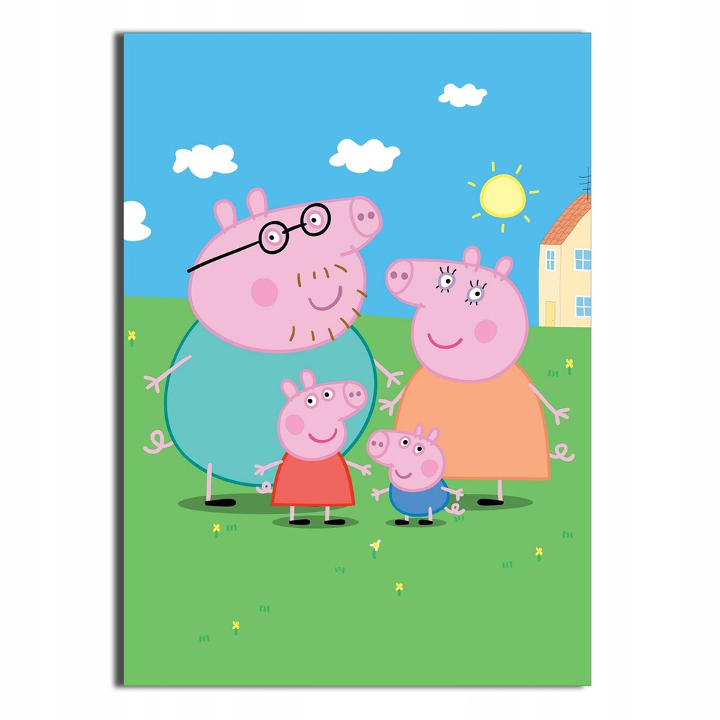 1x OBRAZ DLA DZIECI ŚWINKA PEPPA RODZINKA 30x40