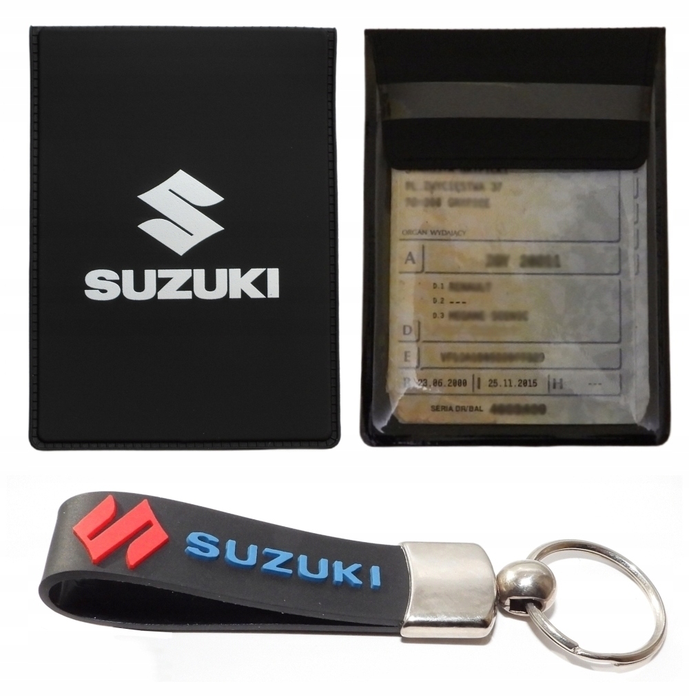 BRELOCZEK DO KLUCZY + ETUI NA DOWÓD REJESTRACYJNY Z LOGO SUZUKI