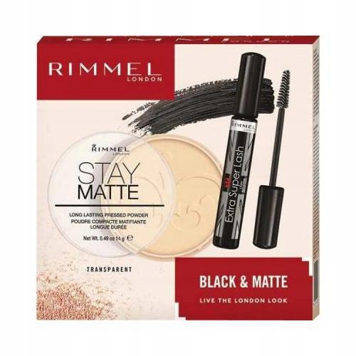 Rimmel Zestaw tusz do rzęs + puder 001