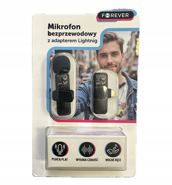Forever Mikrofon bezprzewodowy z adapterem Lightnig Plug&Play