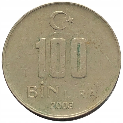 66734. Turcja, 100 000 lir, 2003r.