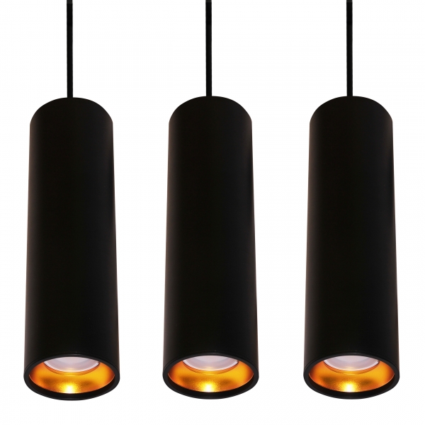 LAMPA sufitowa WISZĄCA LATI POTRÓJNA czarna/złota - 7186708748