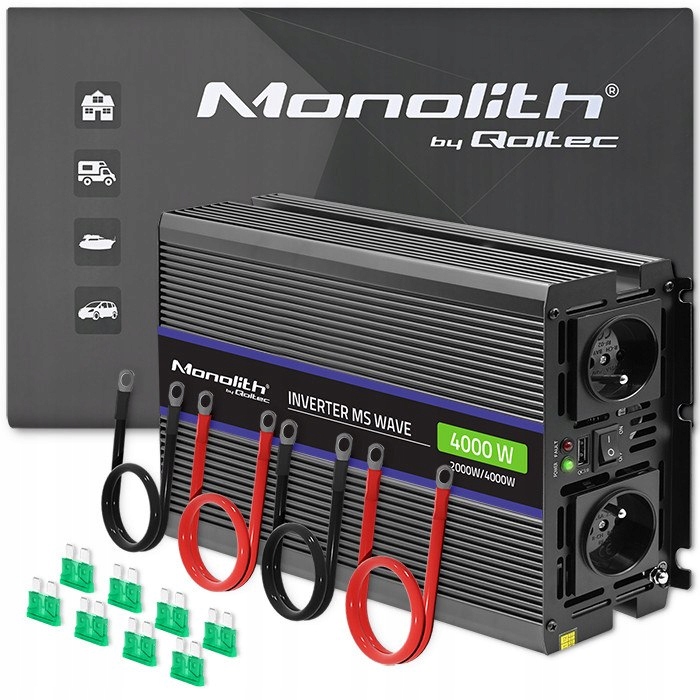 Qoltec Przetwornica napięcia Monolith 4000 MS Wave | 12V na 230V | 2000/400