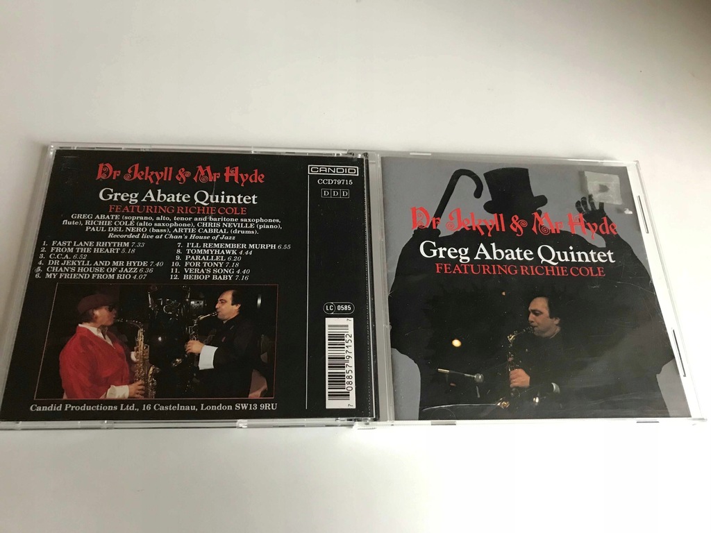 CD Greg Abate Quintet Richie Cole Dr Jekyll & Mr Hyde STAN 4+/6