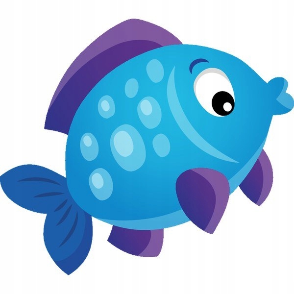 Duża błękitna ryba 30x30cm naklejka dziecko ścienn