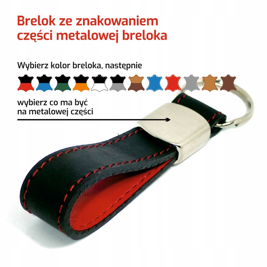 Skórzany brelok z grawerem części metalowej