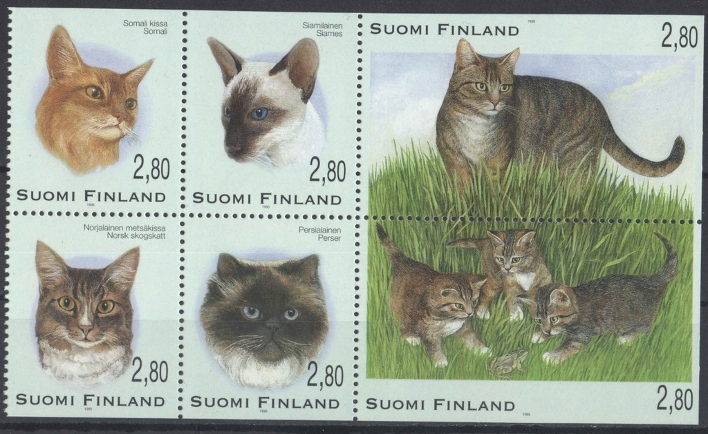 Finlandia Mi. 1310-1315 czyste ** - koty