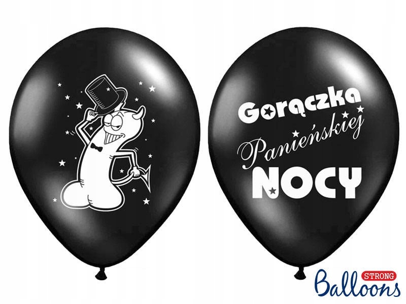 Balony Gorączka Panieńskiej Nocy, Czarne, 30cm, 6