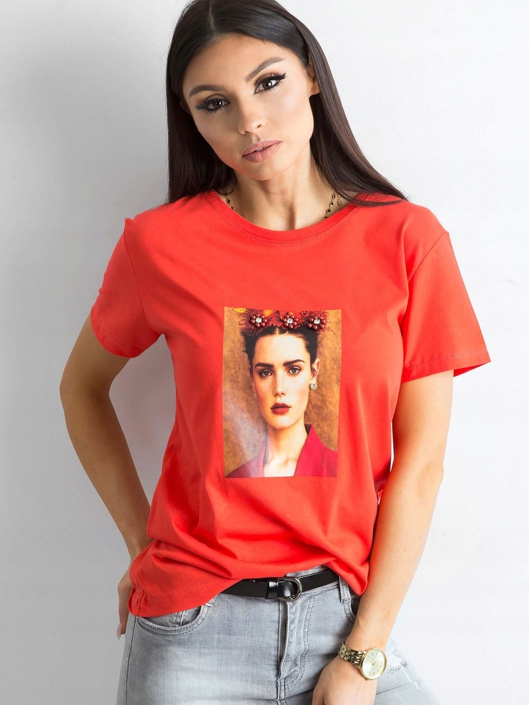 Koszulka damska z nadrukiem czerwona S