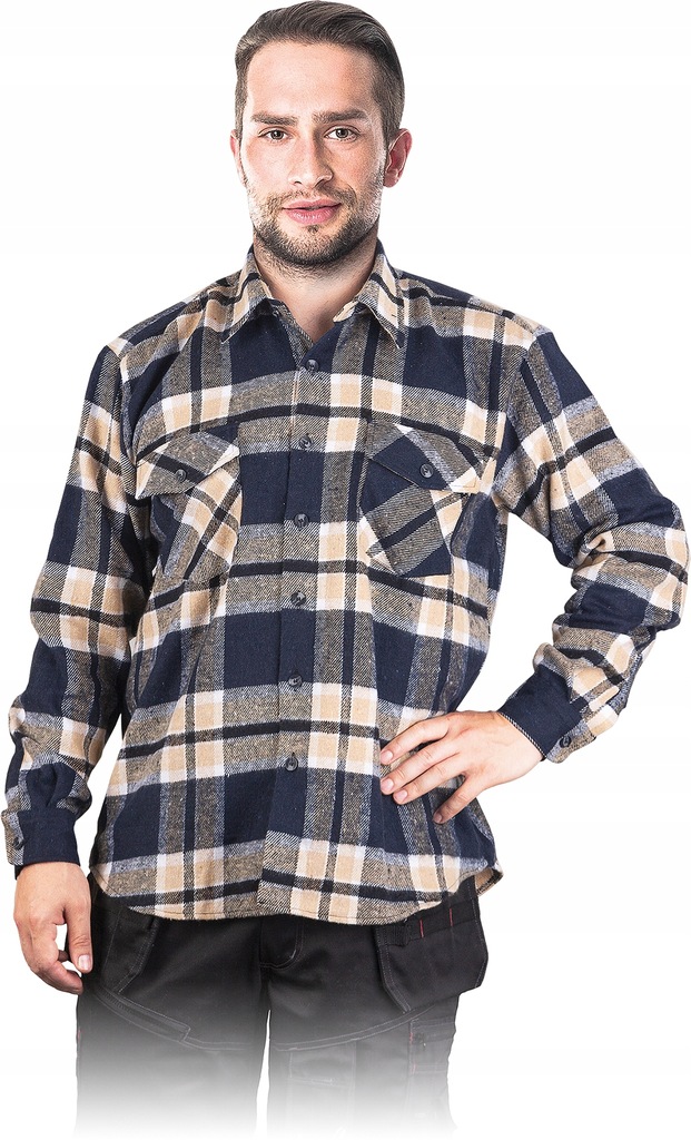 Jesienno-zimowa koszula flanelowa w kratę XL