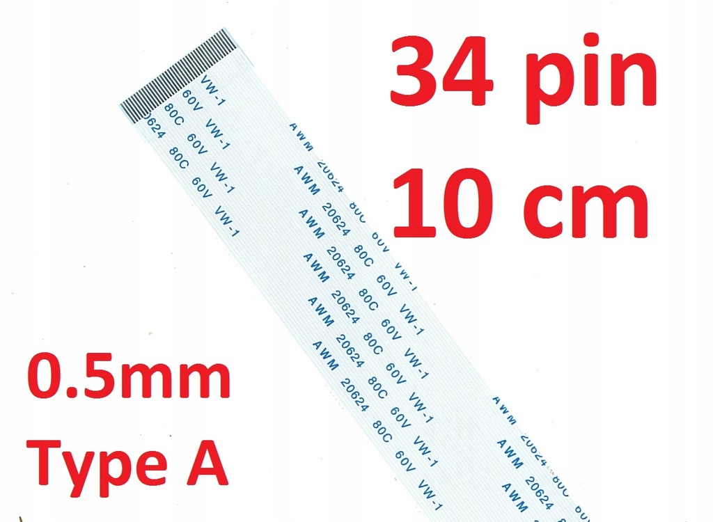 Taśma Flex FPC FFC VW-1 AWM 20624 80C 60V 10cm 34P