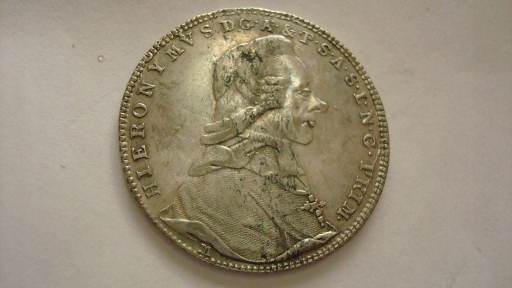 Moneta 20 krajcarów 1786 Hieronim Salzburg stan 1-