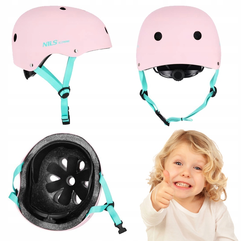 Bezpieczny Kask Różowy Dla Dziecka Rozmiar M 55-58 CM ABS - EPS