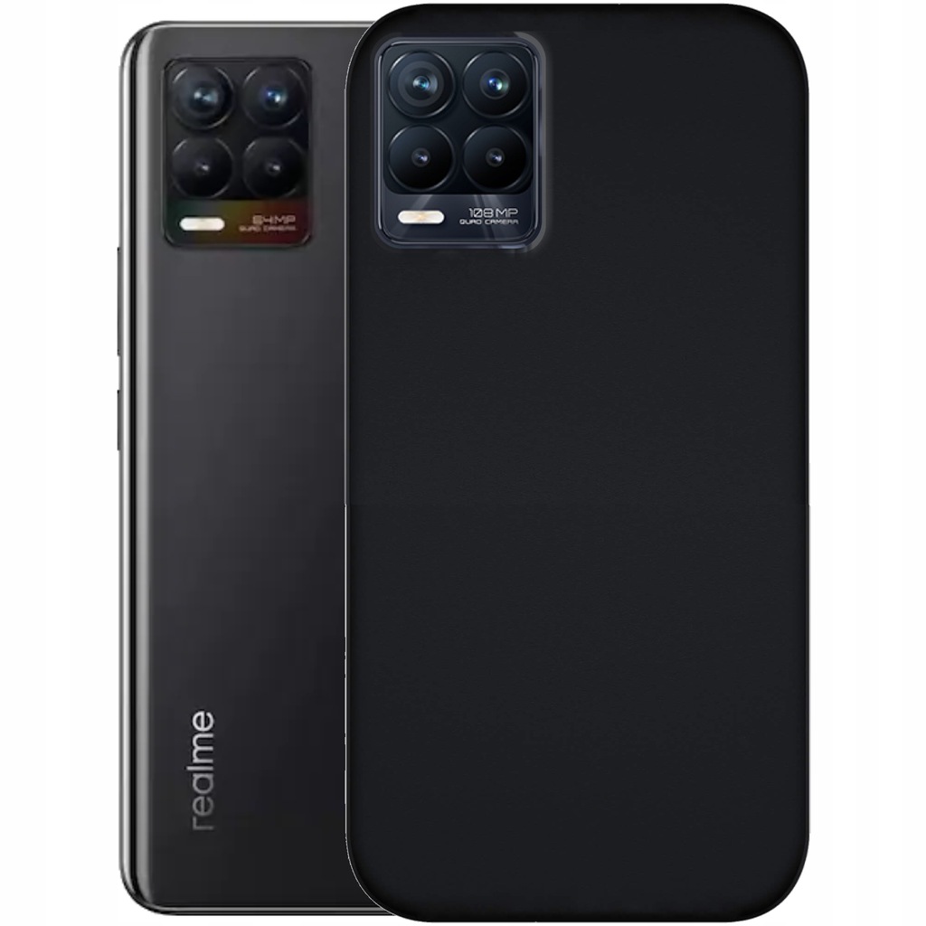 ETUI DO REALME 8 / 8 PRO GUMOWE OBUDOWA CZARNE MATOWE SILIKON POKROWIEC ...