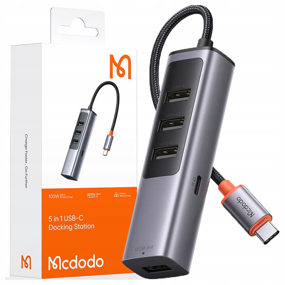 MCDODO PRZEJŚCIÓWKA ADAPTER HUB USB-C ROZDZIELACZ ROZGAŁĘŹNIK 4X USB-A 3.0