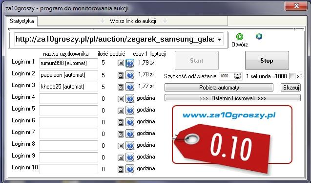 Monitor aukcji za10groszy - program do statystyk