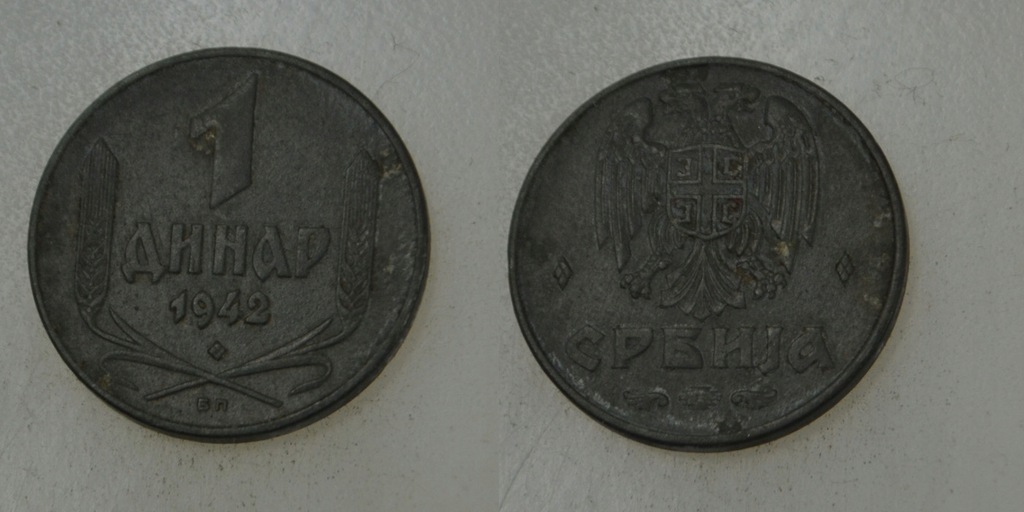 Serbia 1 Dinar 1942 rok od 1zl i BCM