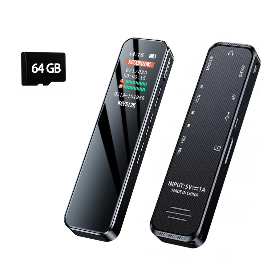 DYKTAFON CYFROWY PROFESJONALNY 1536 kb/s 64GB SZPIEGOWSKI MP3 DETEKCJA