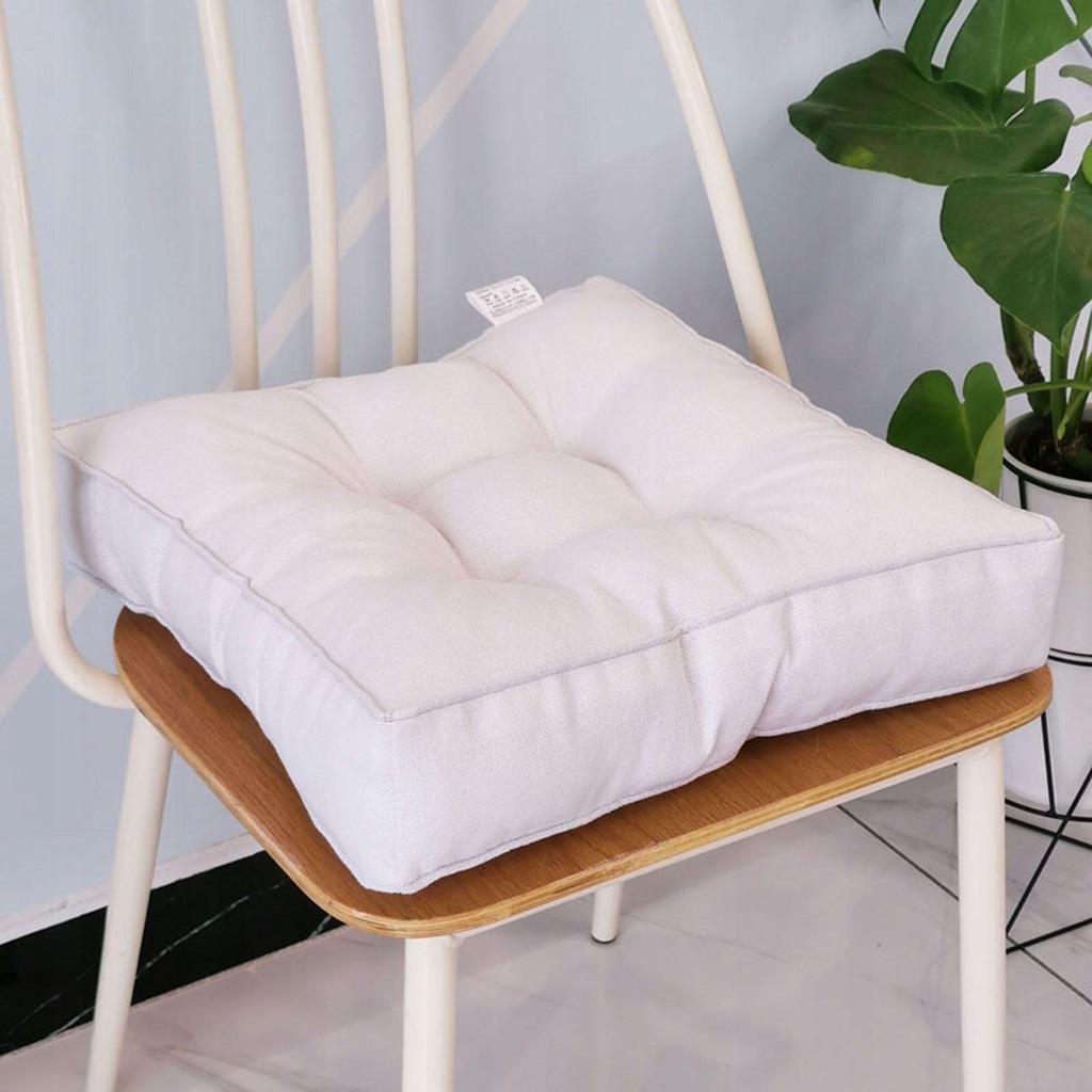 Soft Flax Thicken Chair Pad Seat Cushion Pp Cotton Filling Warm Bed White