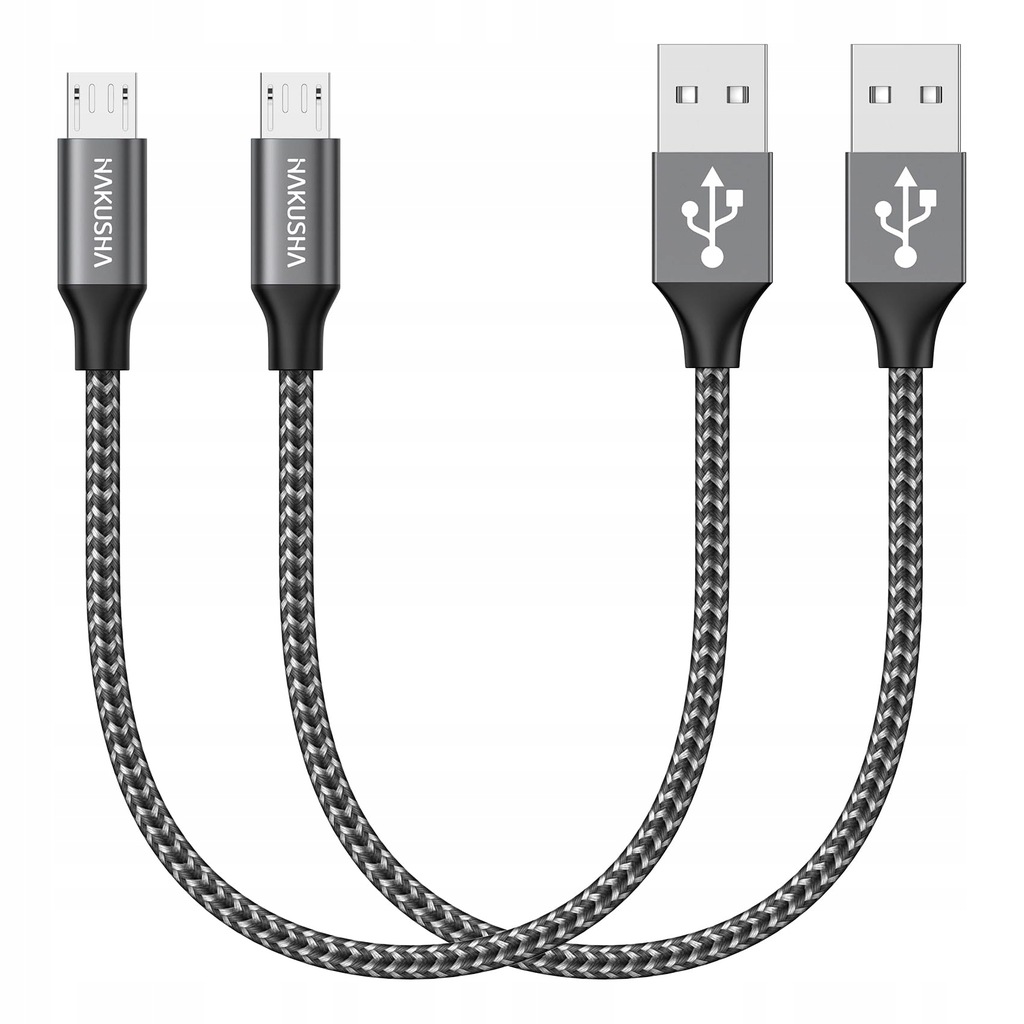 KABEL HAKUSHA MICRO USB, [2 SZTUKI 0,3 M] NYLONOWY