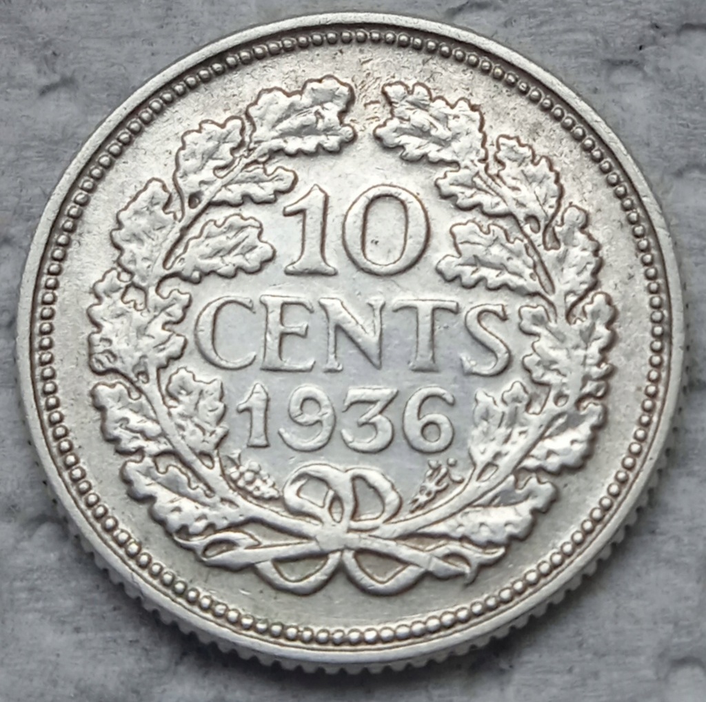 10 centów 1936 srebro ORYGINAŁ Holandia