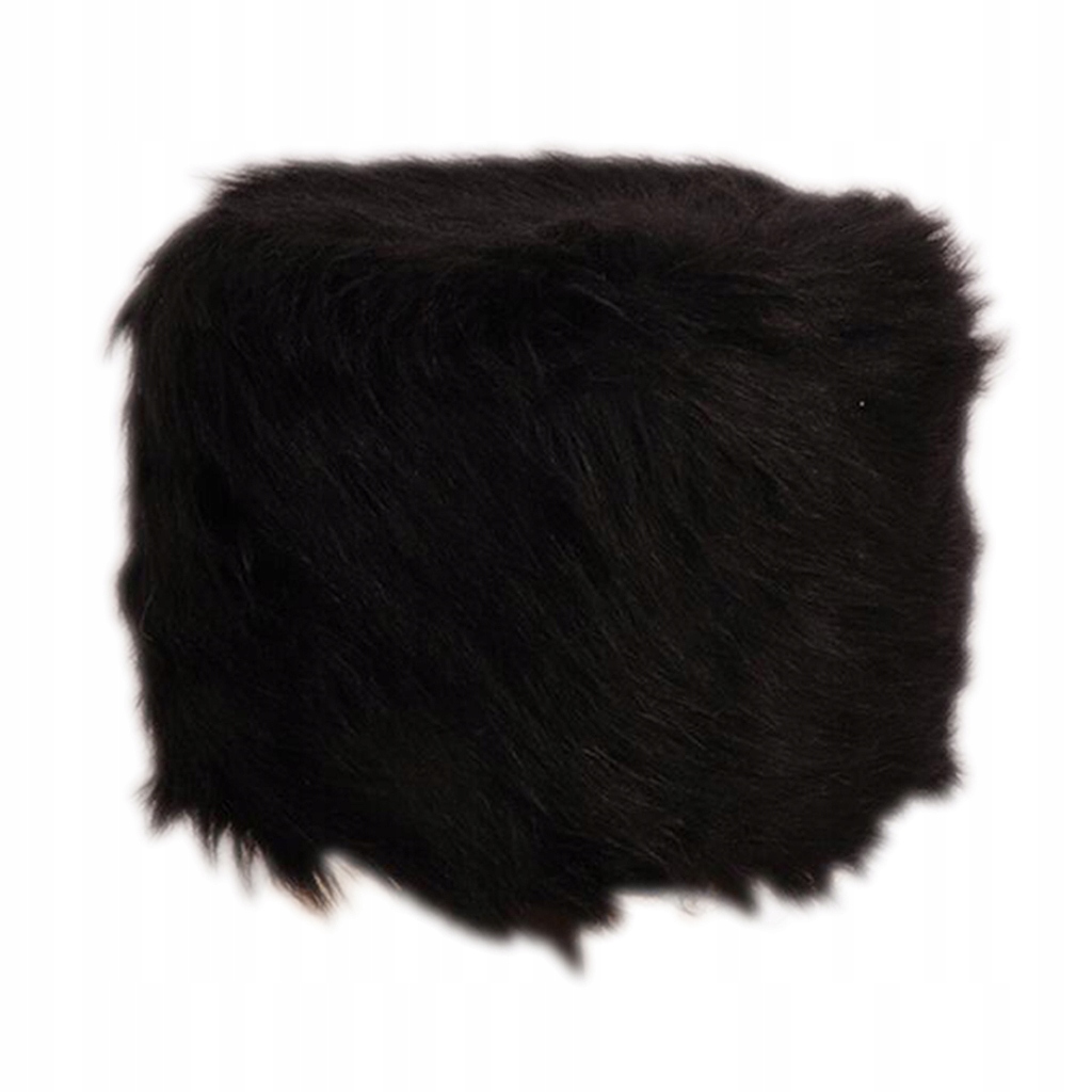 Soft Furry Round Footstool Cover Little Stool as described Black - 35cm
