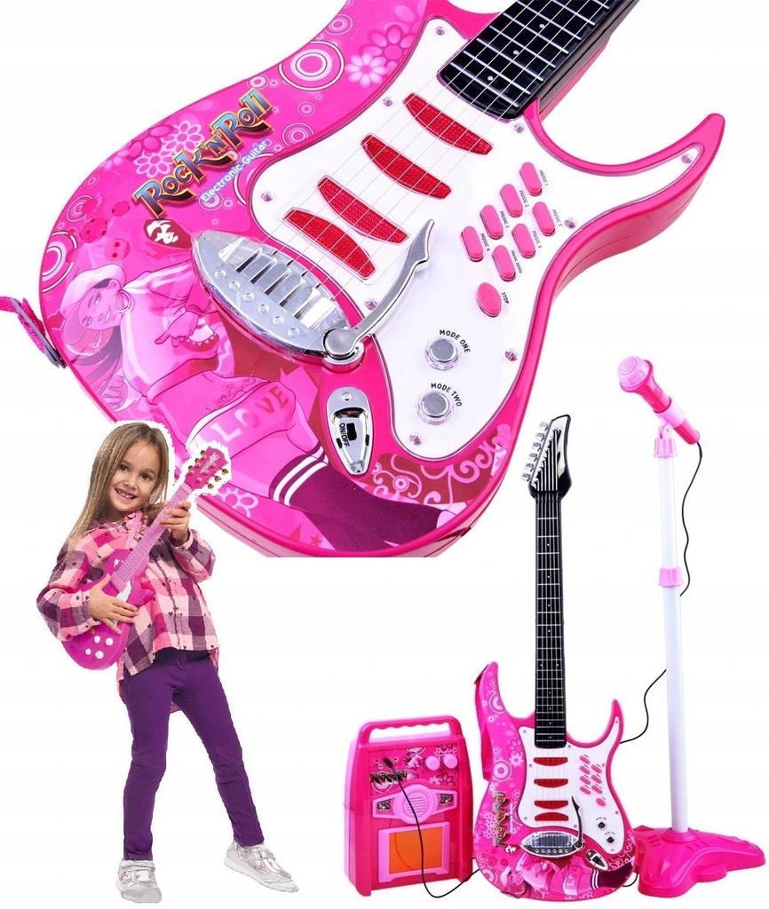 Купить ЭЛЕКТРОГИТАРА ДЕТСКАЯ, МИКРОФОН + УСИЛИТЕЛЬ: отзывы, фото и ...