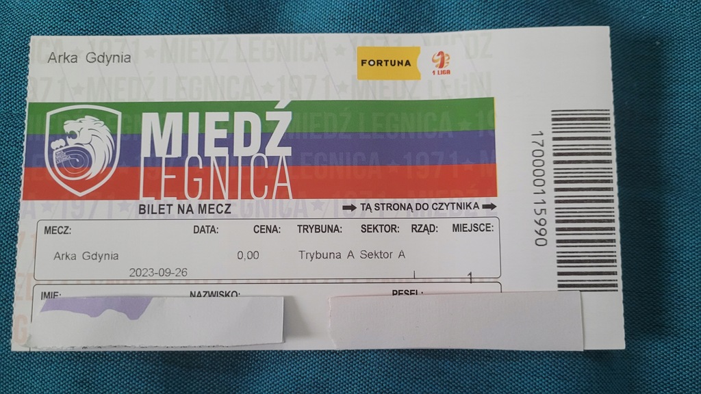 bilet Miedż Legnica - Arka Gdynia