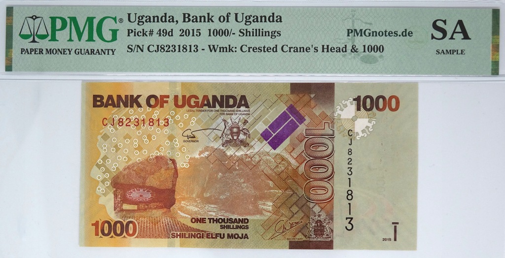 Uganda 1000 Shillings 2015 CJ8231813 PMG SAMPLE