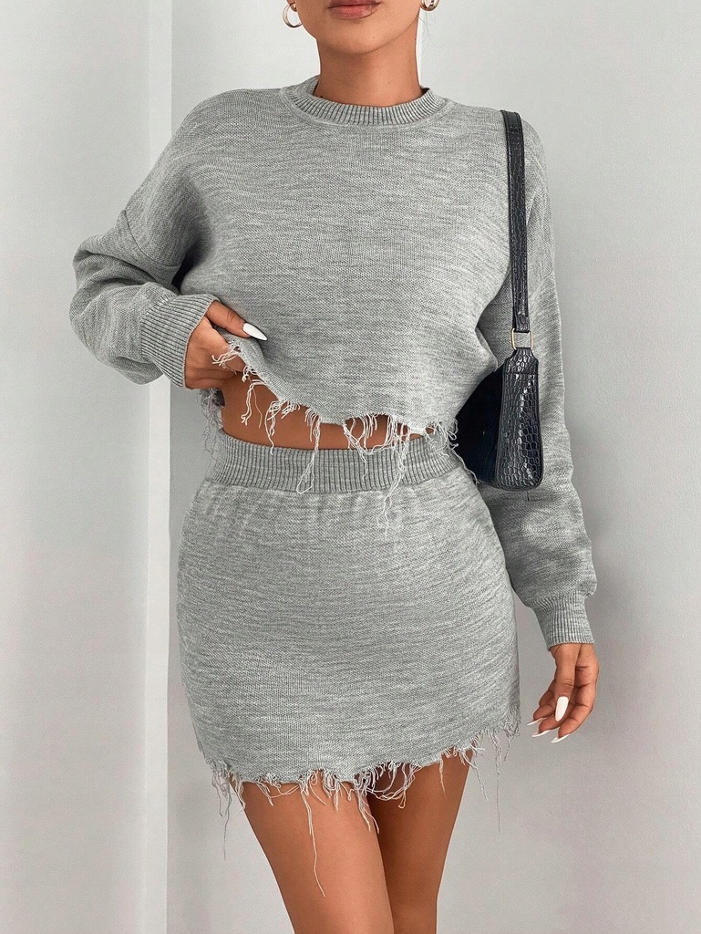 Shein Komplet top z dzianiny i spódnica mini M