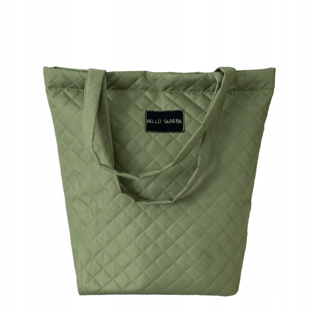 Pojemna torba ozdobna oliwkowa dla mamy do szpitala wyprawka poród rozm. L