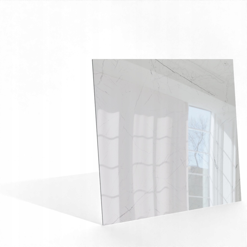 Polerowana płytka gresowa 120x120 cm – efekt marmuru biały połysk