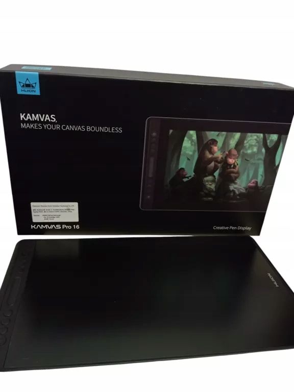TABLET GRAFICZNY HUION KAMVAS PRO 16 OKABLOWANIE + PUDEŁKO