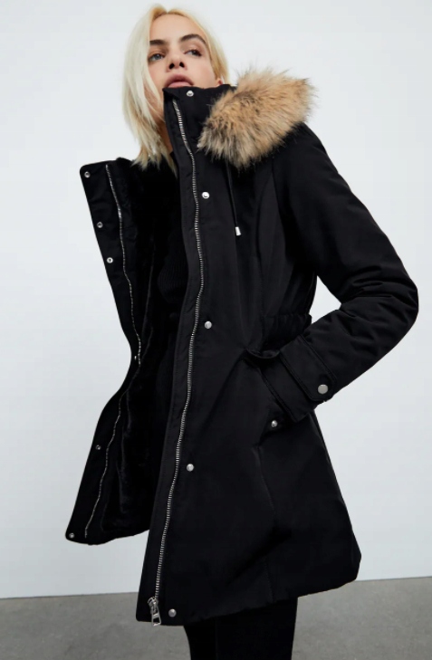 ZARA DAMSKA KURTKA PARKA ZIMOWA CZARNA XS GAA - 11488302875 - oficjalne  archiwum Allegro