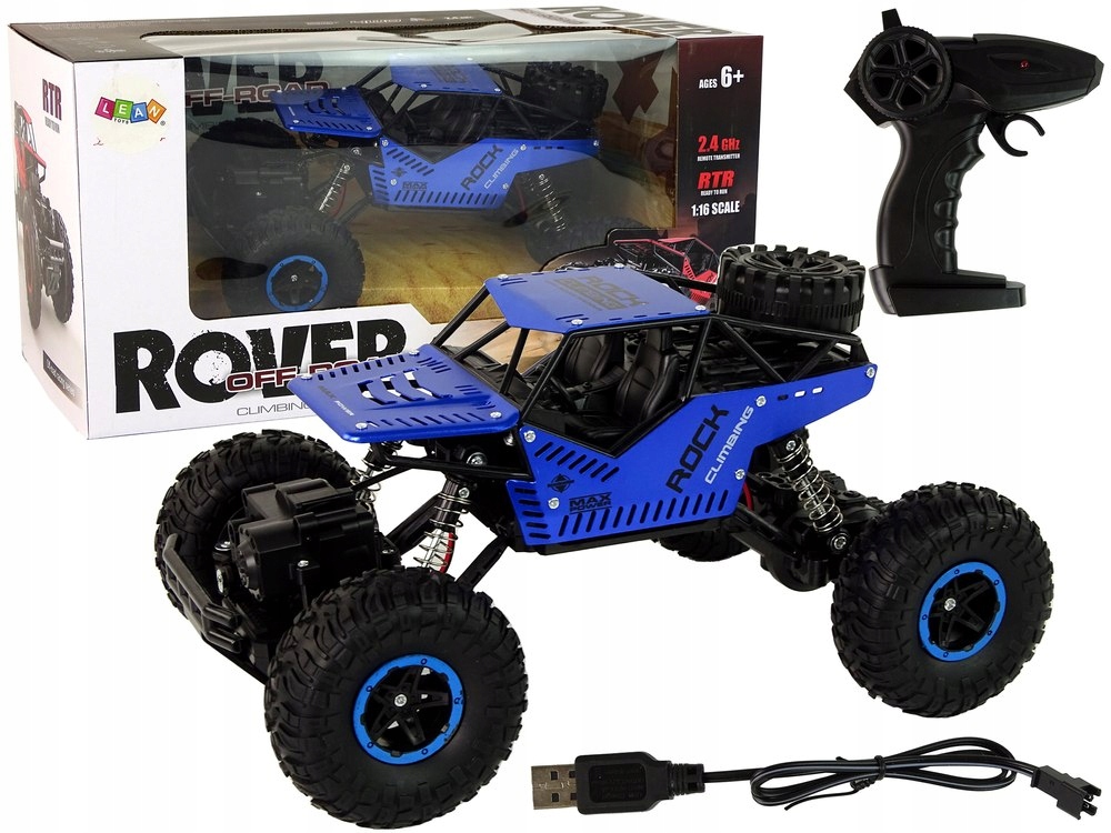 Import LEANToys Auto RC Zdalnie Sterowane 1:16 Czarne Niebieskie