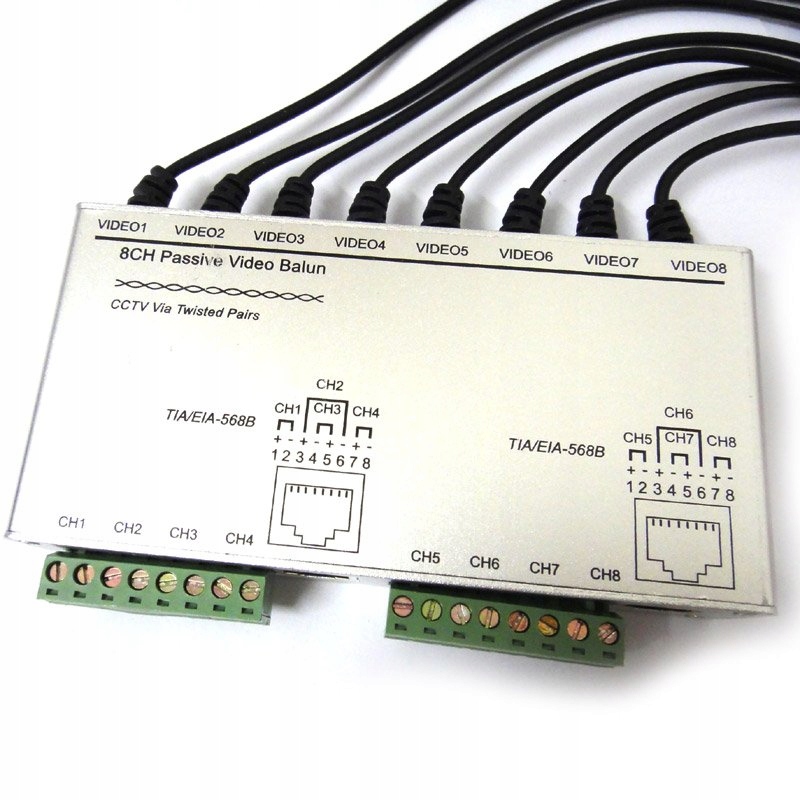 TRANSFORMATOR VIDEO 8KANAŁOWY BALUN MONITORING LAN