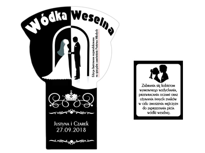 NAKLEJKI ETYKIETY WÓDKĘ WESELNĄ ŻUBRÓWKA BLACK