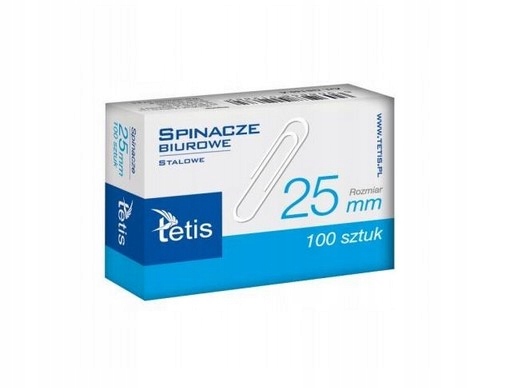 Spinacz biurowy Tetis 25 mm 1000 szt.