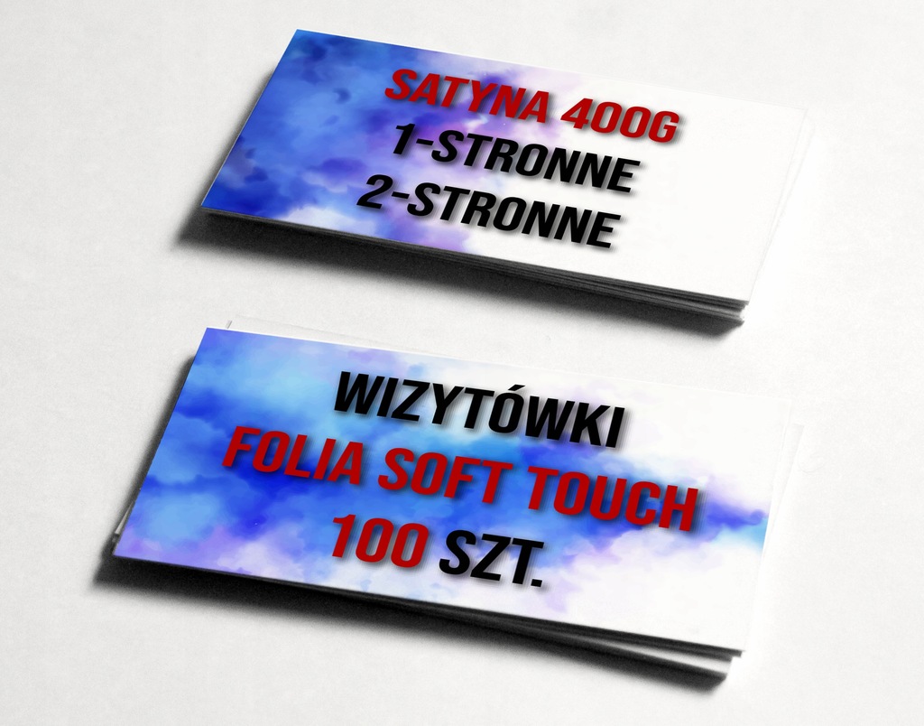 Wizytówki 100szt. Satyna 400g foliowane Soft Touch