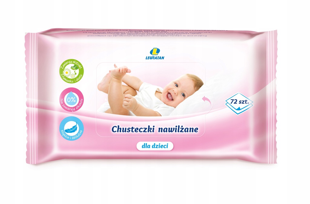 CHUSTECZKI NAWILŻANE DLA DZIECI ZAMYKANE Z RUMIANKIEM BEZ ALKOHOLU LEWIATAN