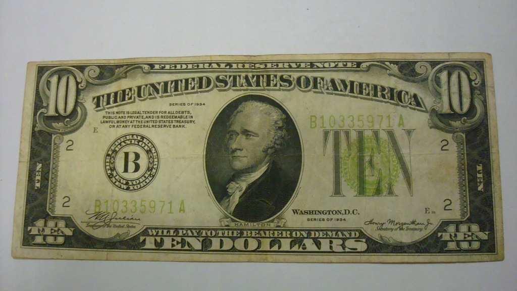 Banknot - USA 10 dolarów 1934 B New York stan 4