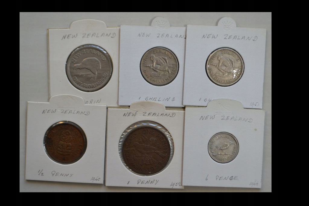 Stara Nowa Zelandia - zestaw 6 monet - każda moneta inna