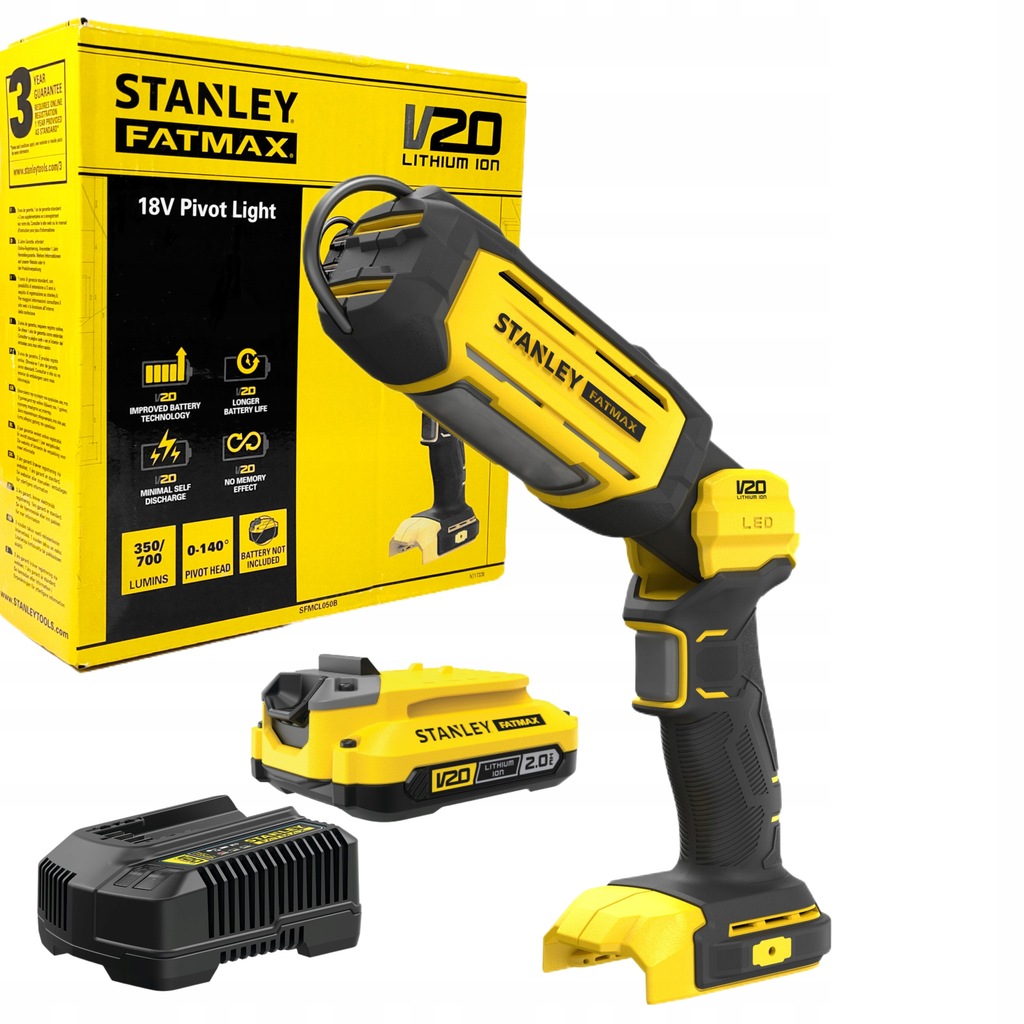 STANLEY FATMAX V20 18V LAMPA OBROTOWA LED +2Ah