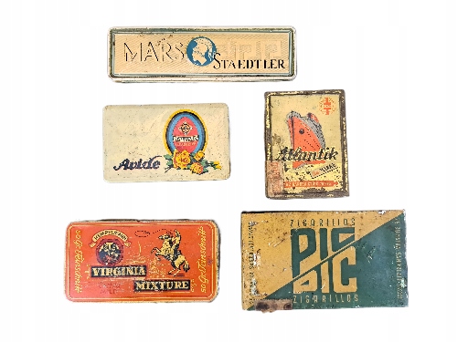 Stare pudełka na papierosy, zestaw 5 szt.